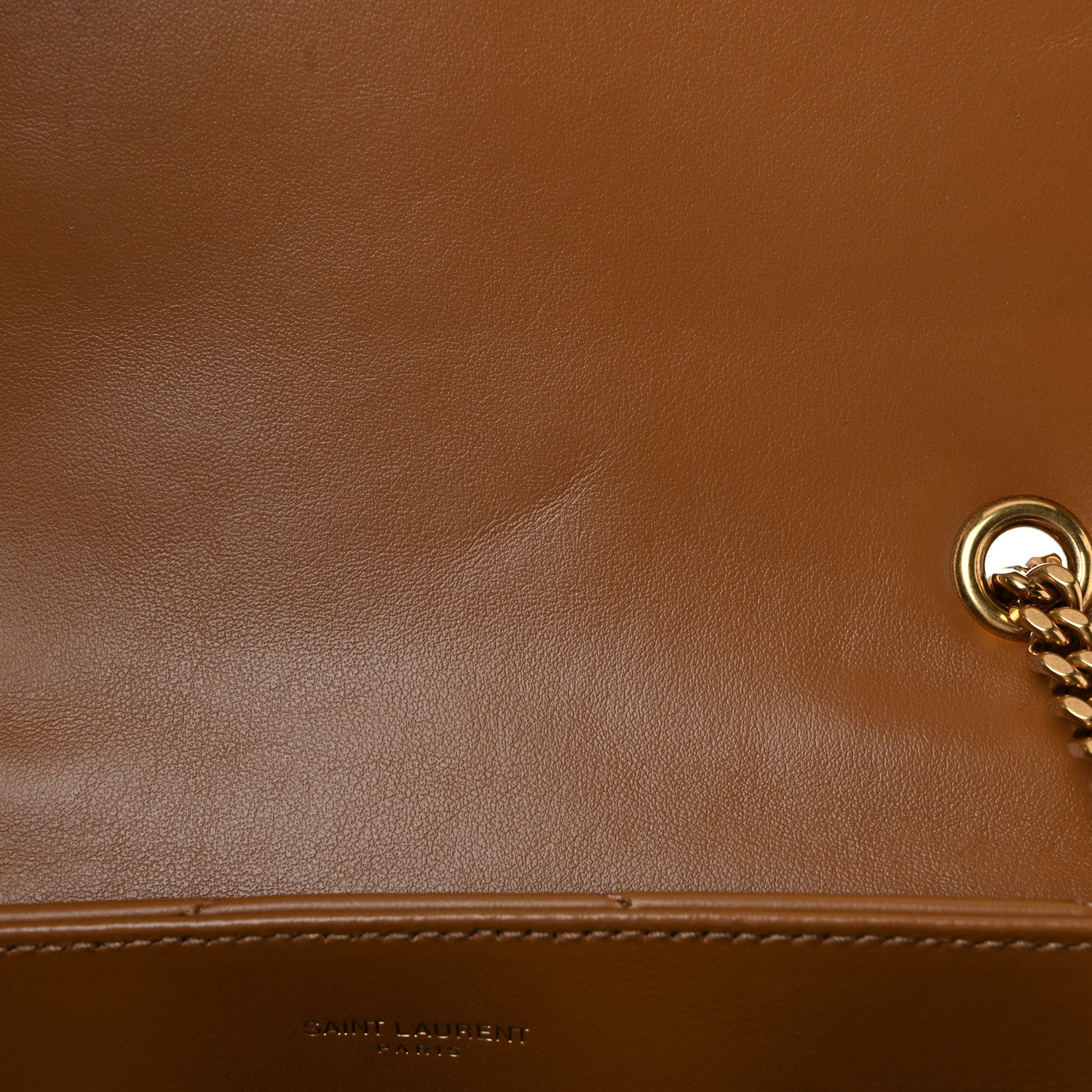 Saint Laurent Calfskin Y Quilted Monogram Small Loulou Chain Satchel Dark Natural 11 of 11