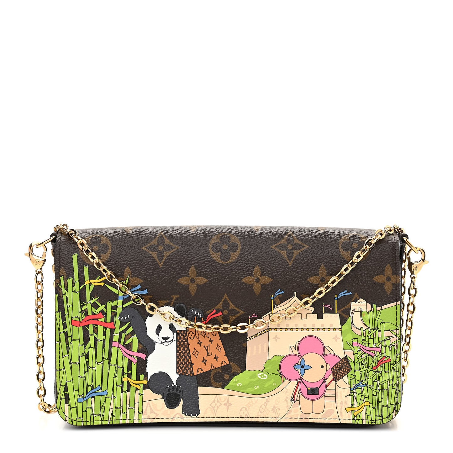 Monogram 2021 Christmas Animation China Wall Pochette Felicie Chain Wallet Myosotis Blue