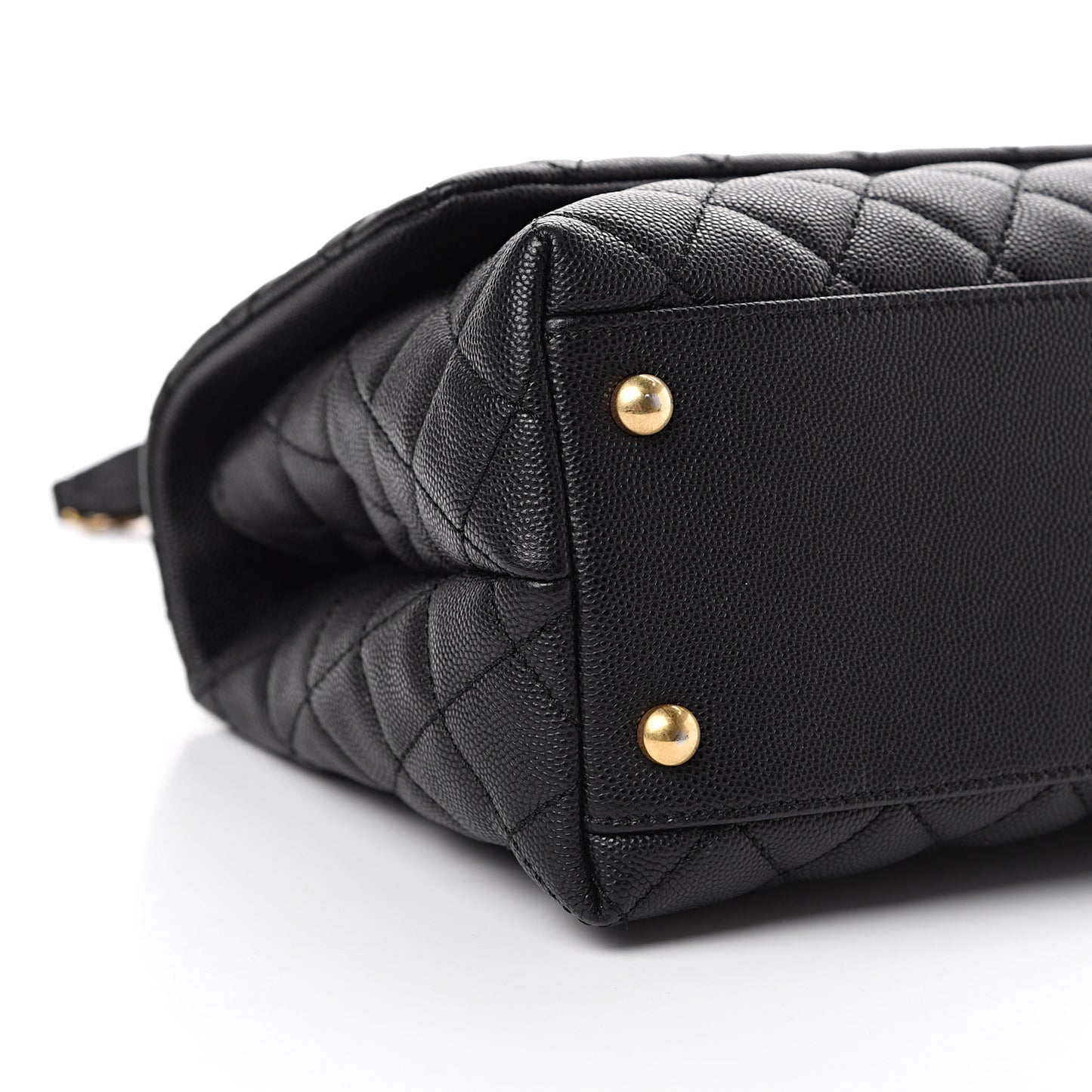 Caviar Lizard Embossed Quilted Small Coco Handle Flap Black