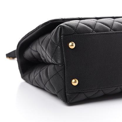 Chanel Caviar Lizard Embossed Quilted Small Coco Handle Flap Black 8 of 11