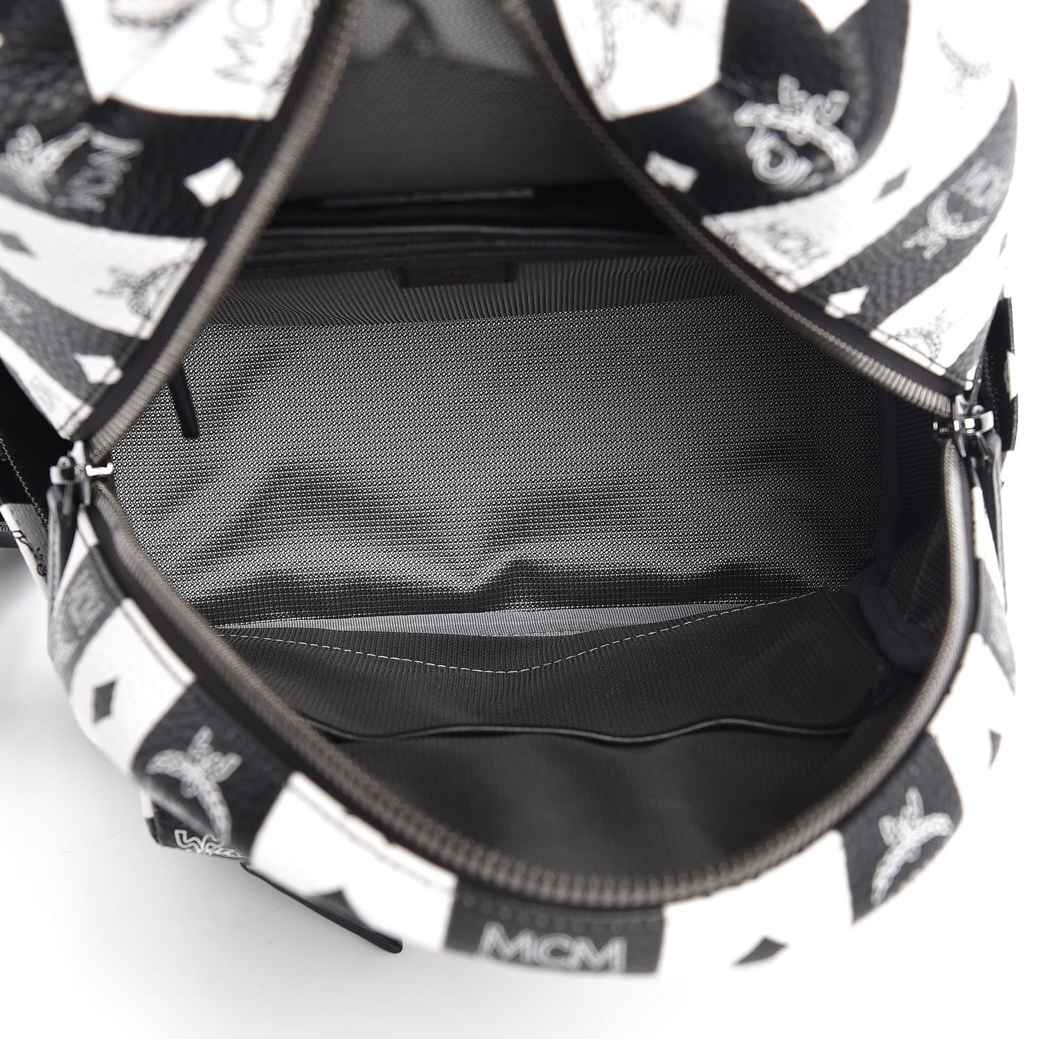 MCM Striped Visetos Small Stark Backpack Black White 5 of 8