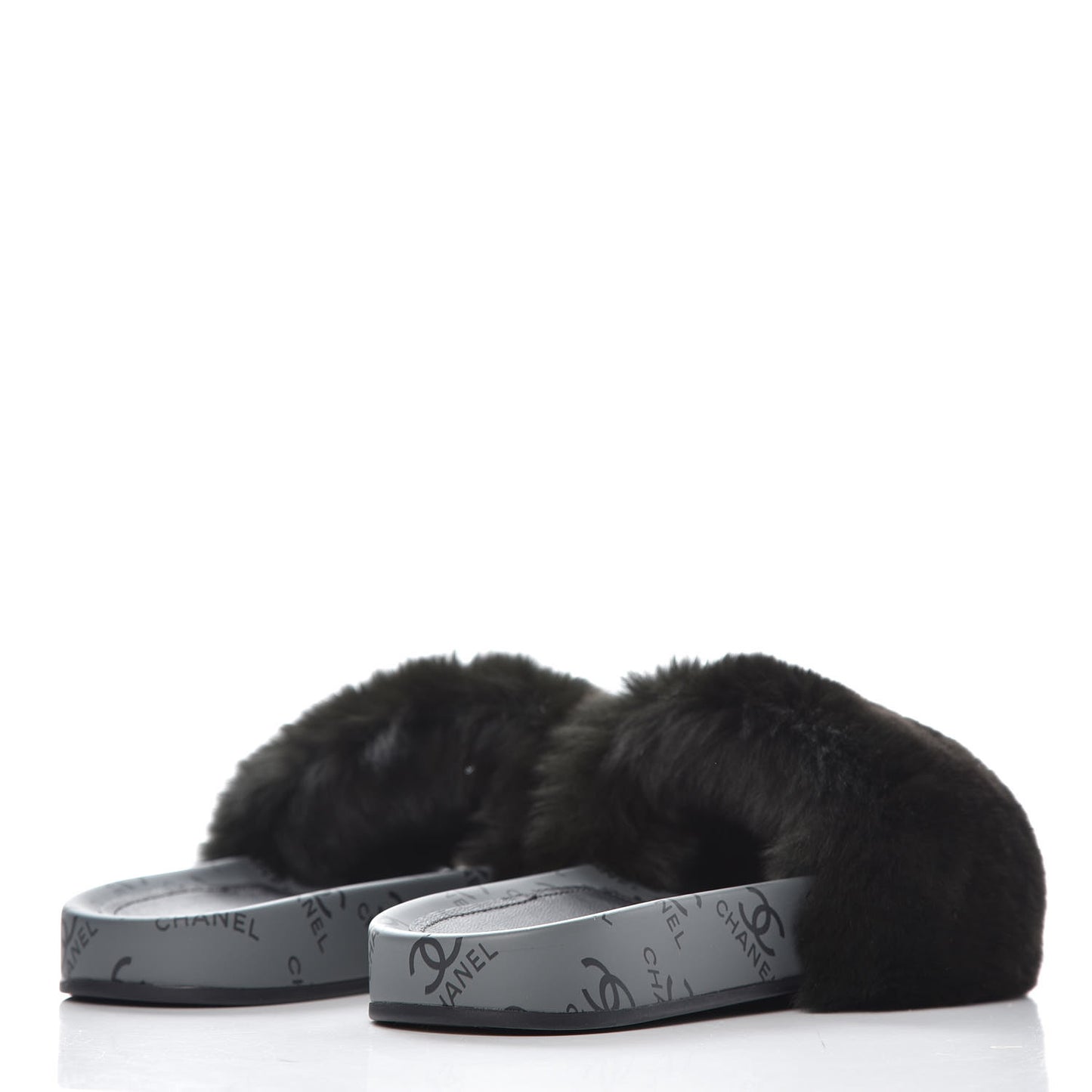 Orylag Fur Flat Sandals 35 Dark Grey