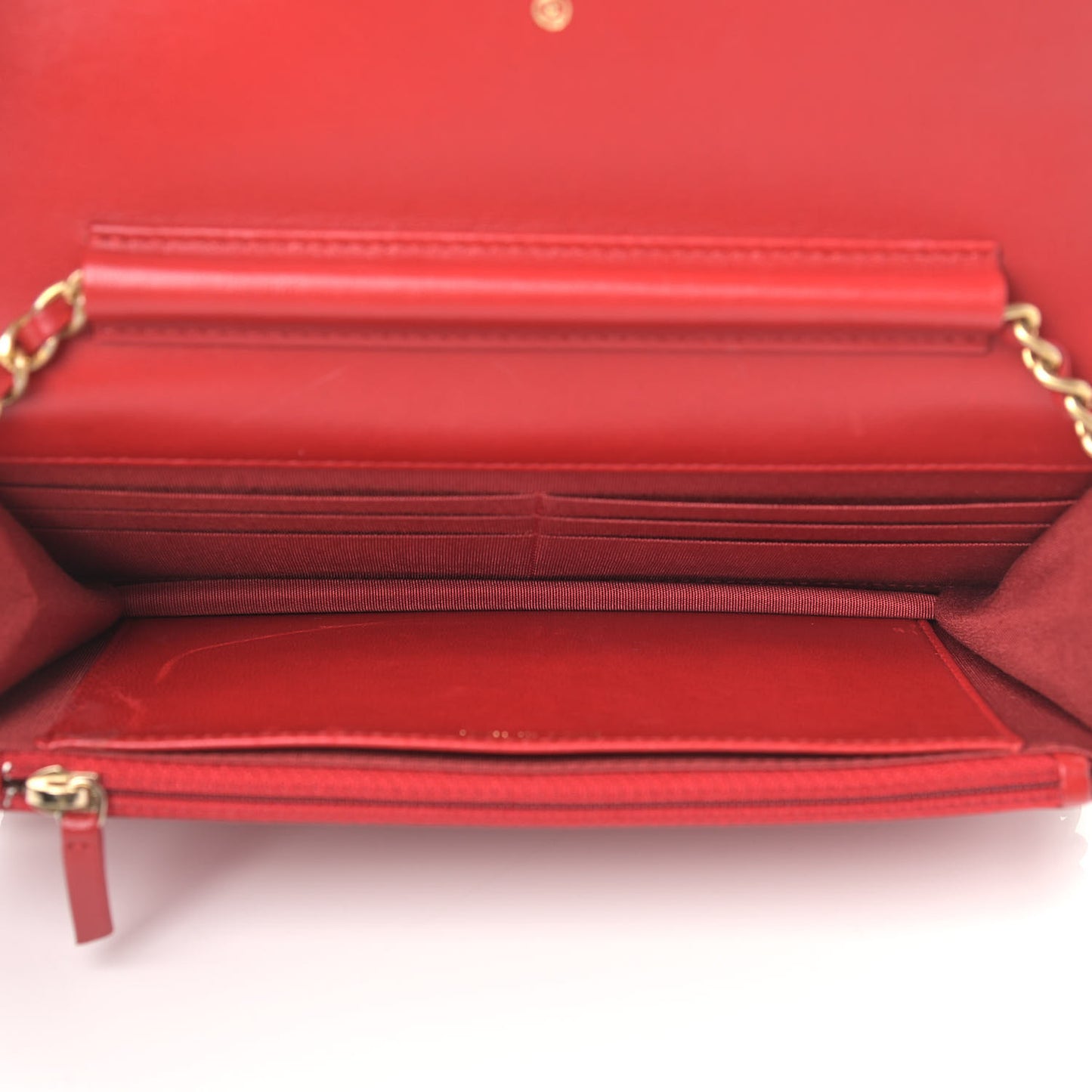 Lambskin Quilted Boy Wallet On Chain WOC Red