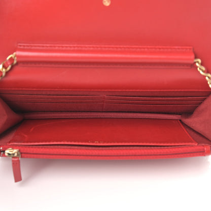 Chanel Lambskin Quilted Boy Wallet On Chain WOC Red 5 of 13
