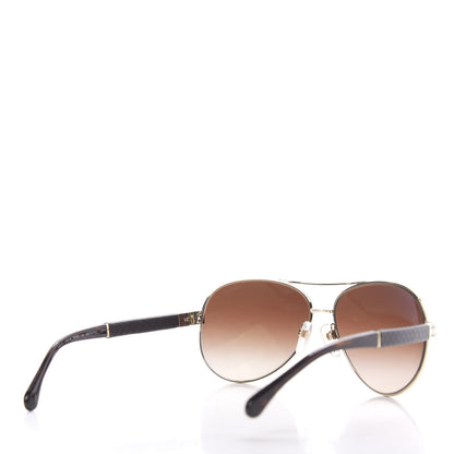 Chanel Lambskin Quilted CC Aviator Sunglasses 4195-Q Brown Gold 3 of 7