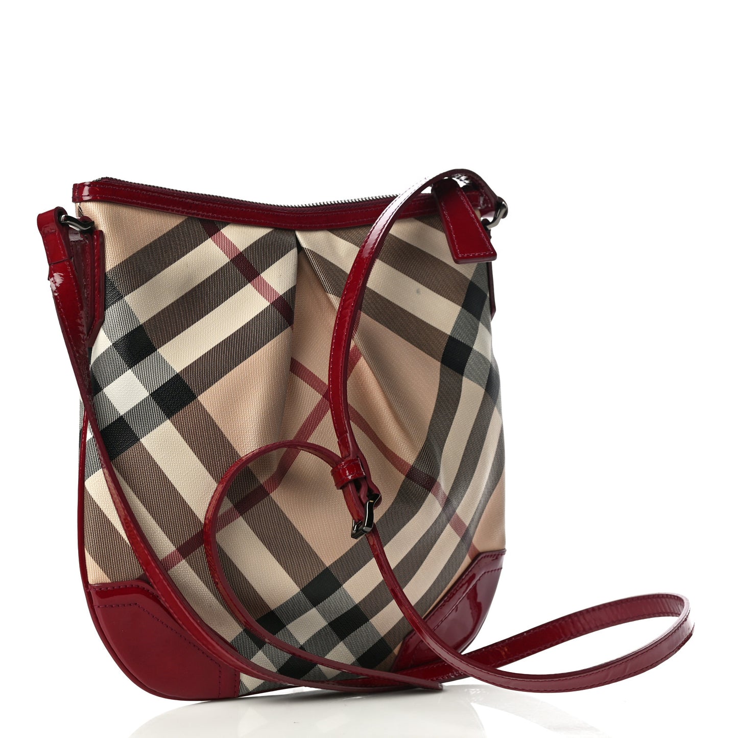 Patent Nova Check Julia Crossbody Bag Red
