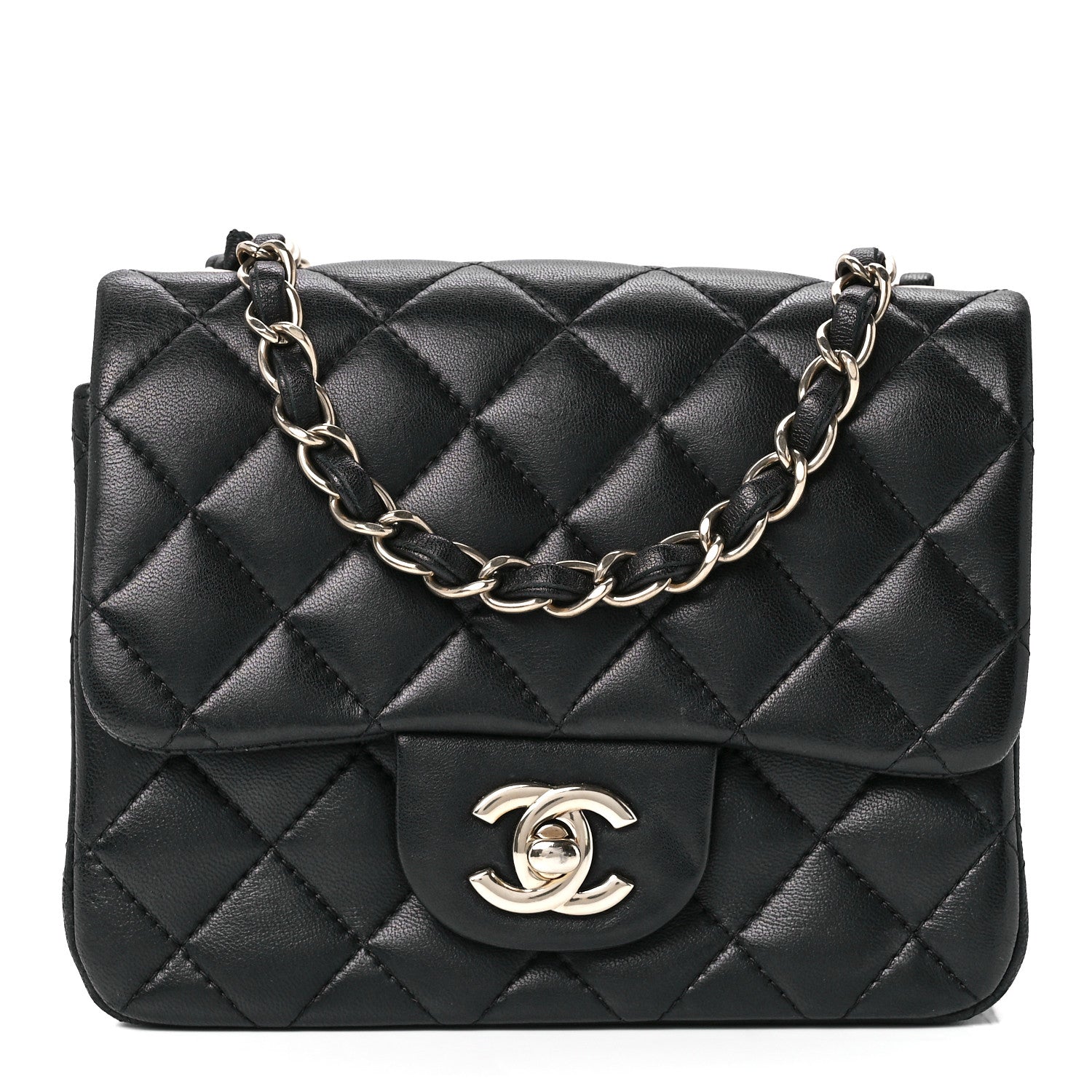 Chanel Lambskin Quilted Mini Square Flap Black 1 of 12