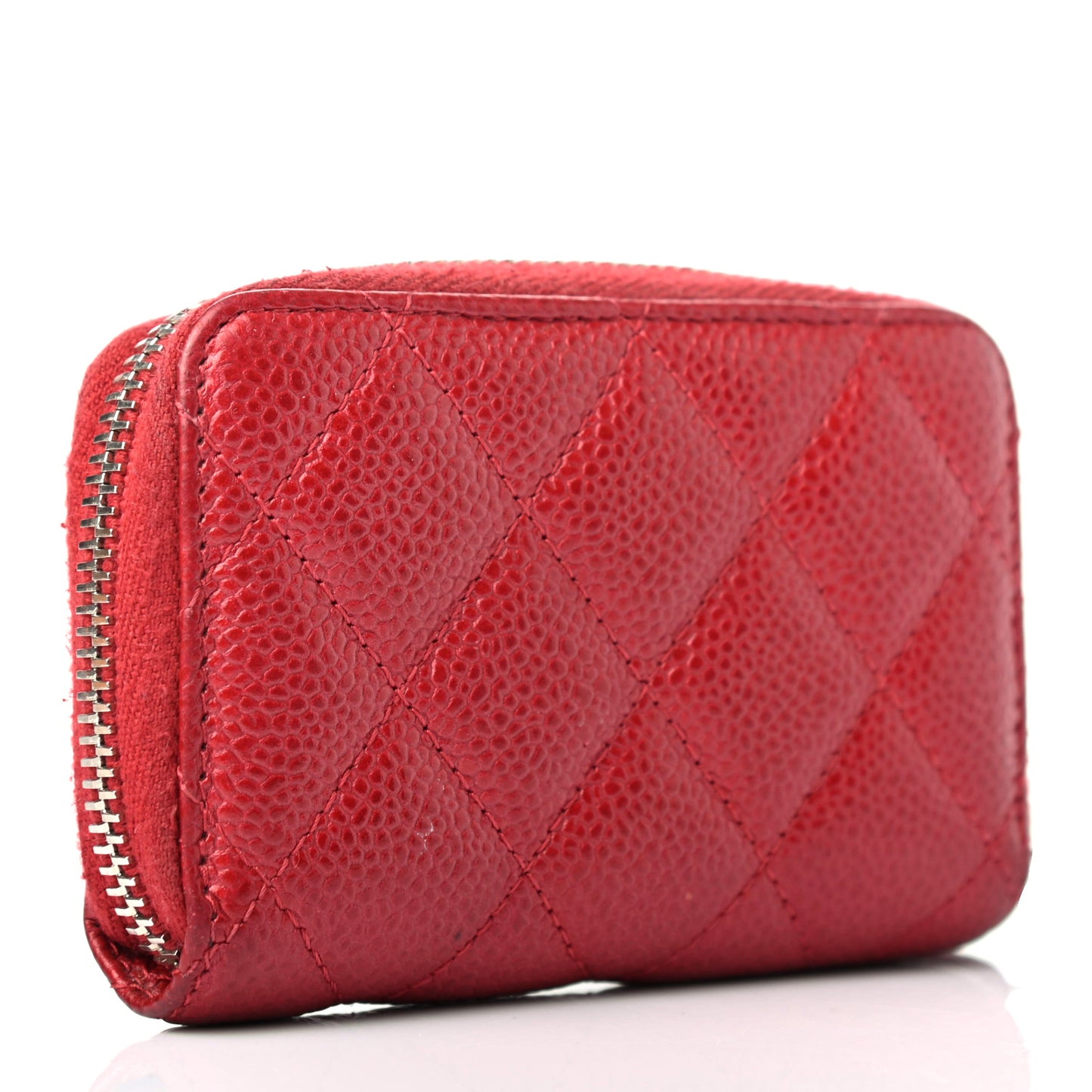Caviar Quilted Zip Coin Purse Red