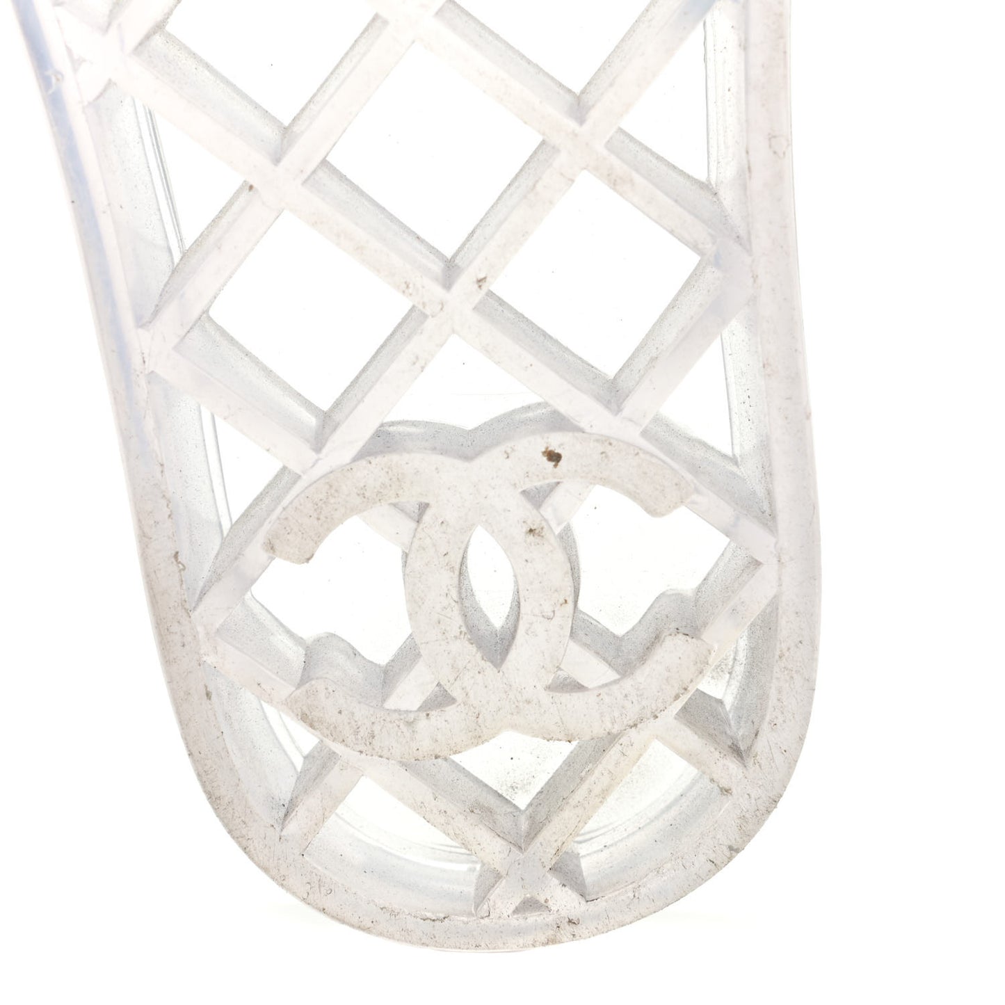 PVC Transparent CC Flat Slide Sandals White