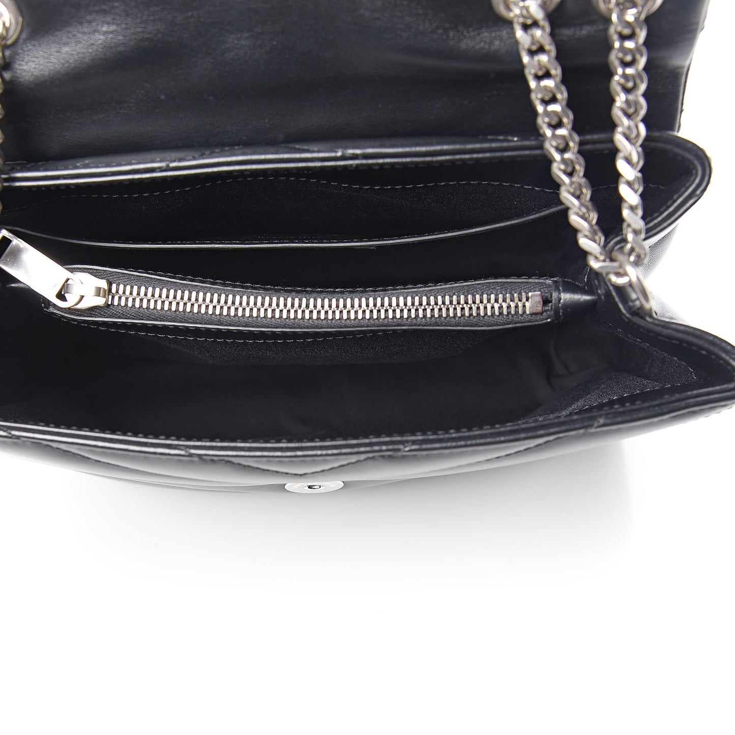 Calfskin Y Quilted Monogram Small Loulou Chain Satchel Black