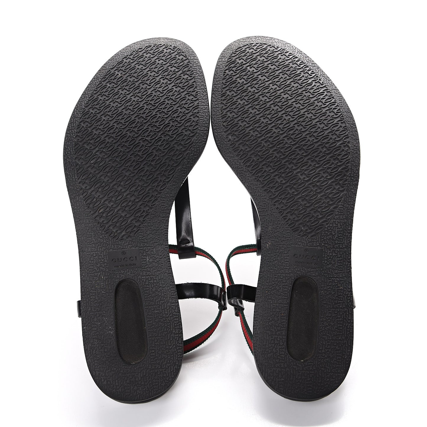 Calfskin Web Thong Sandals 39 Black