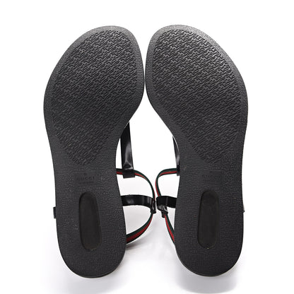Gucci Calfskin Web Thong Sandals 39 Black 5 of 11