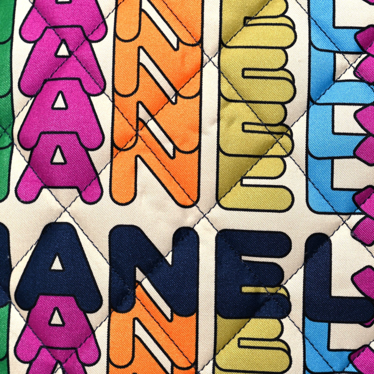 Chanel Printed Fabric Quilted Logo Large Shopping Tote Multicolor 13 of 14