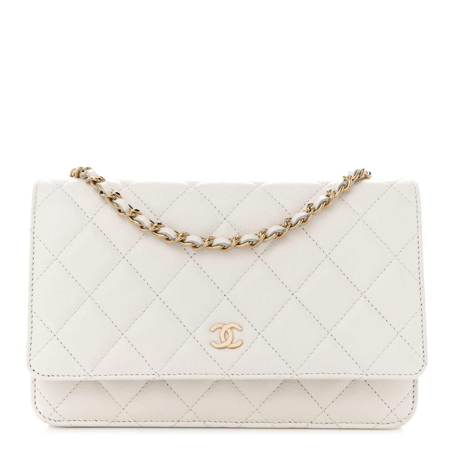 Caviar Quilted Wallet On Chain WOC White