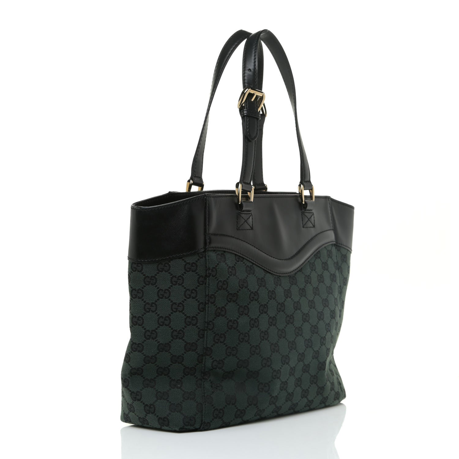 Gucci Monogram Crest Tote Green Black 3 of 18