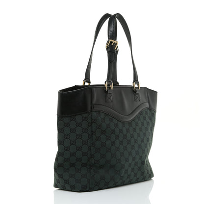 Gucci Monogram Crest Tote Green Black 3 of 18