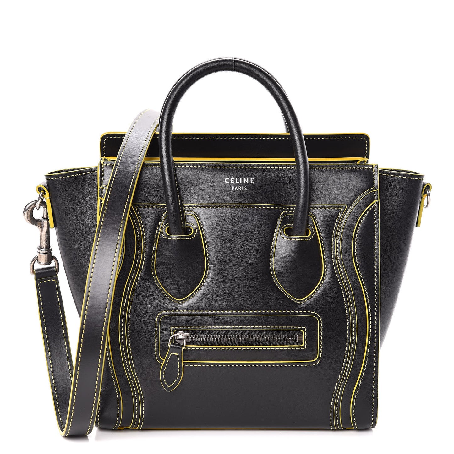 Satin Calfskin Nano Debossed Luggage Black