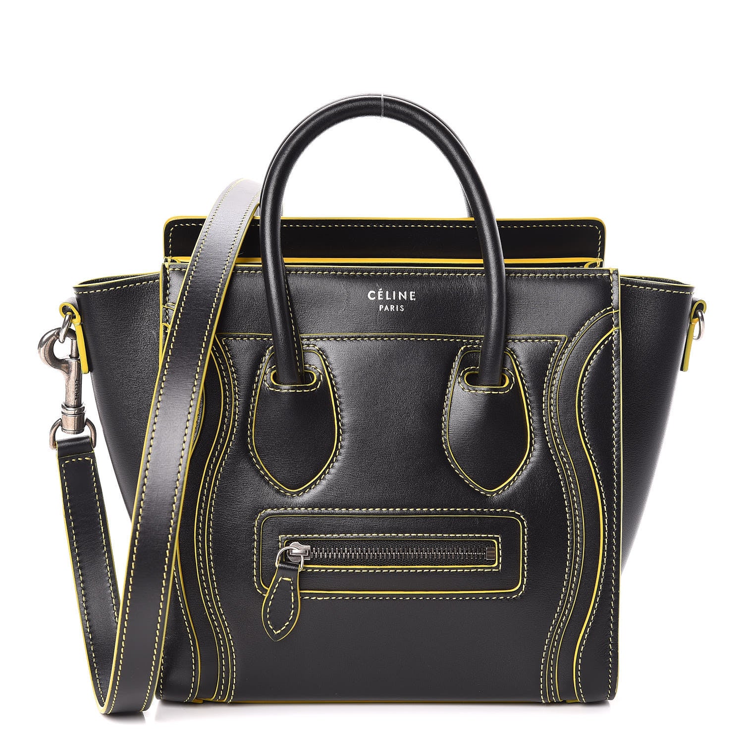 Celine Satin Calfskin Nano Debossed Luggage Black 1 of 11