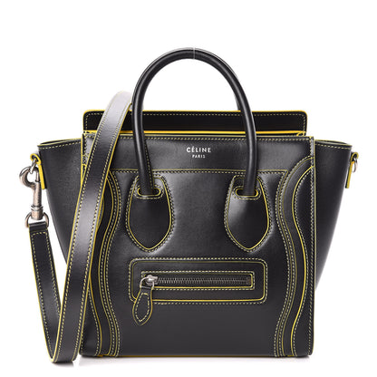 Celine Satin Calfskin Nano Debossed Luggage Black 1 of 11