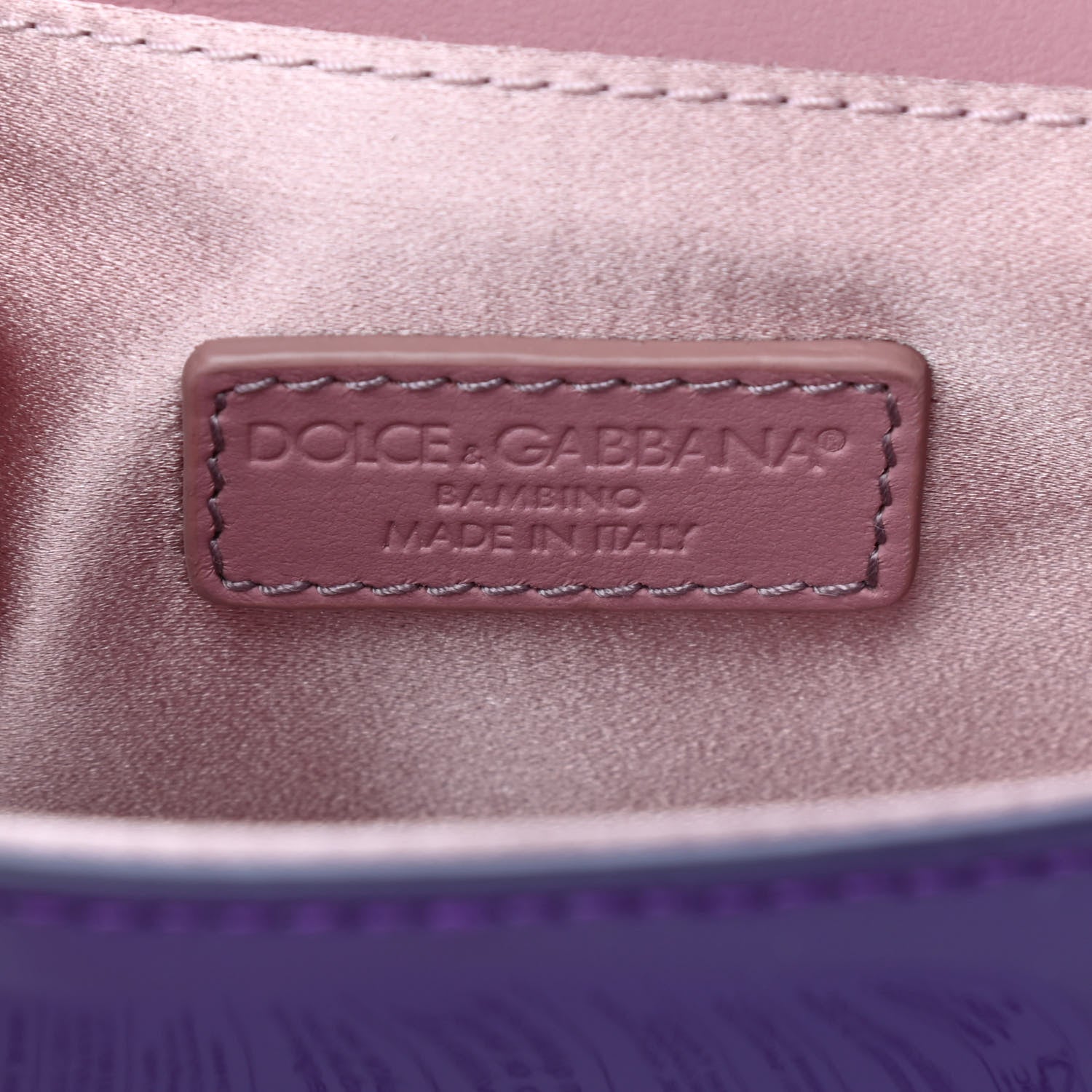 Dolce & Gabbana Suede Patent Calfskin L'Amore Belleza Chain Flap Pink Purple 5 of 5