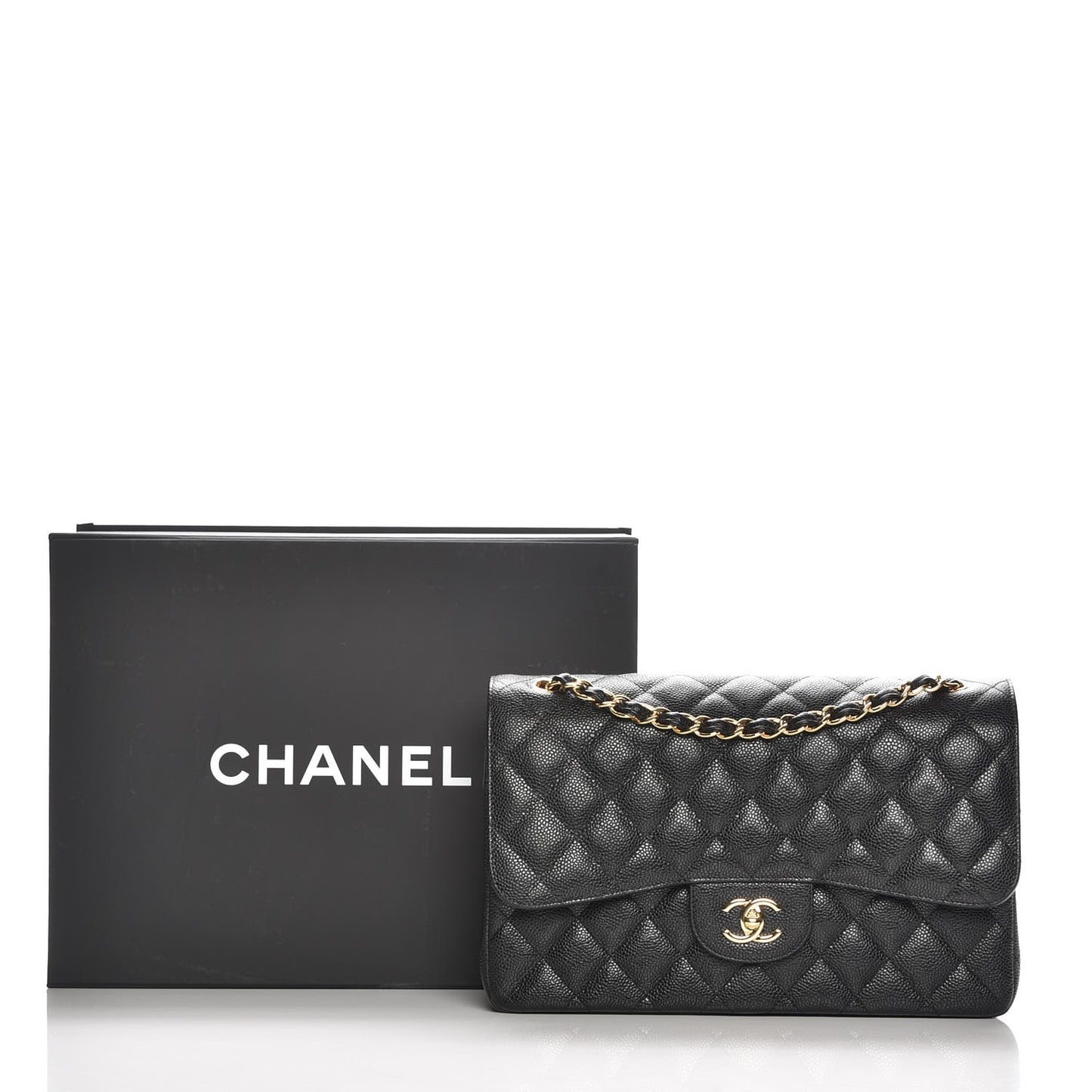 Caviar Quilted Jumbo Double Flap Black