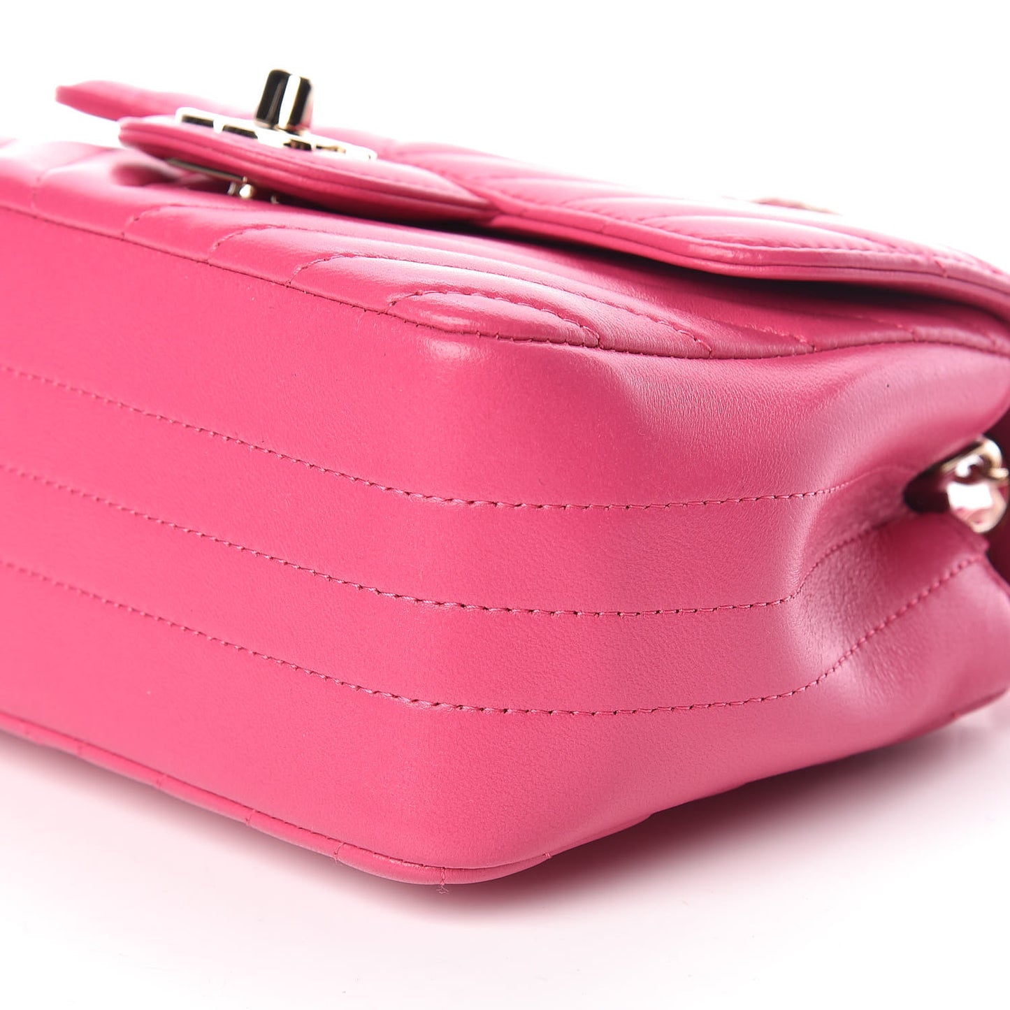 Lambskin Chevron Quilted Mini Square Flap Fuchsia