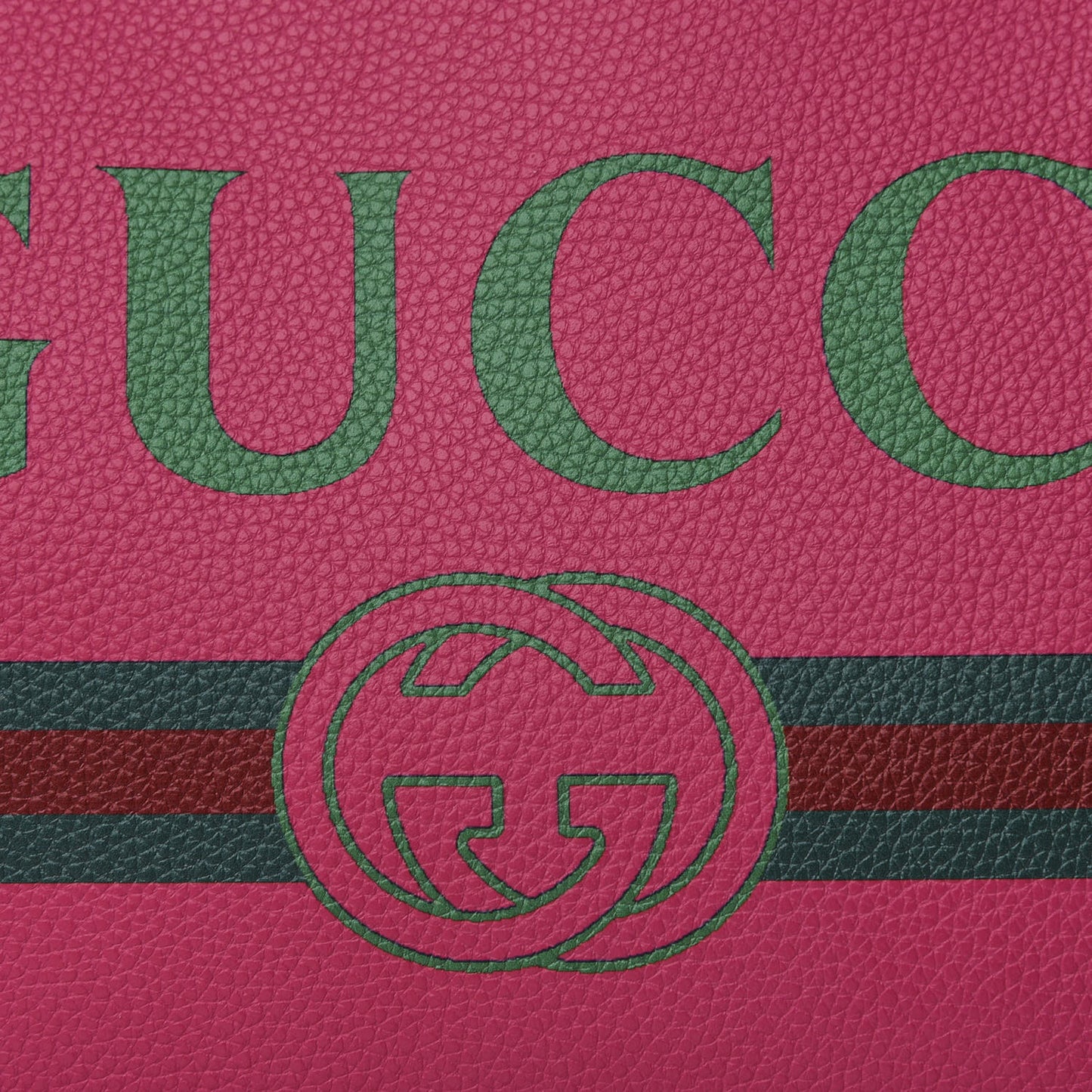 Pebbled Calfskin Medium Logo Portfolio Clutch Box Pink Green