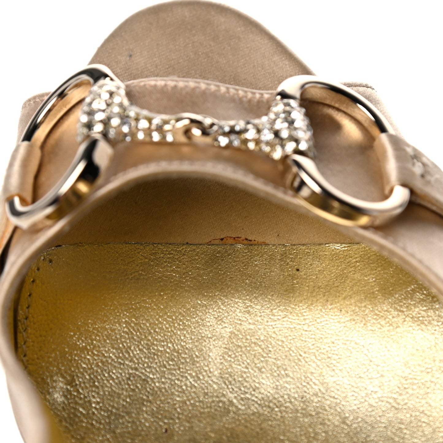 Satin Crystal Peep Toe Pumps 8 Champagne
