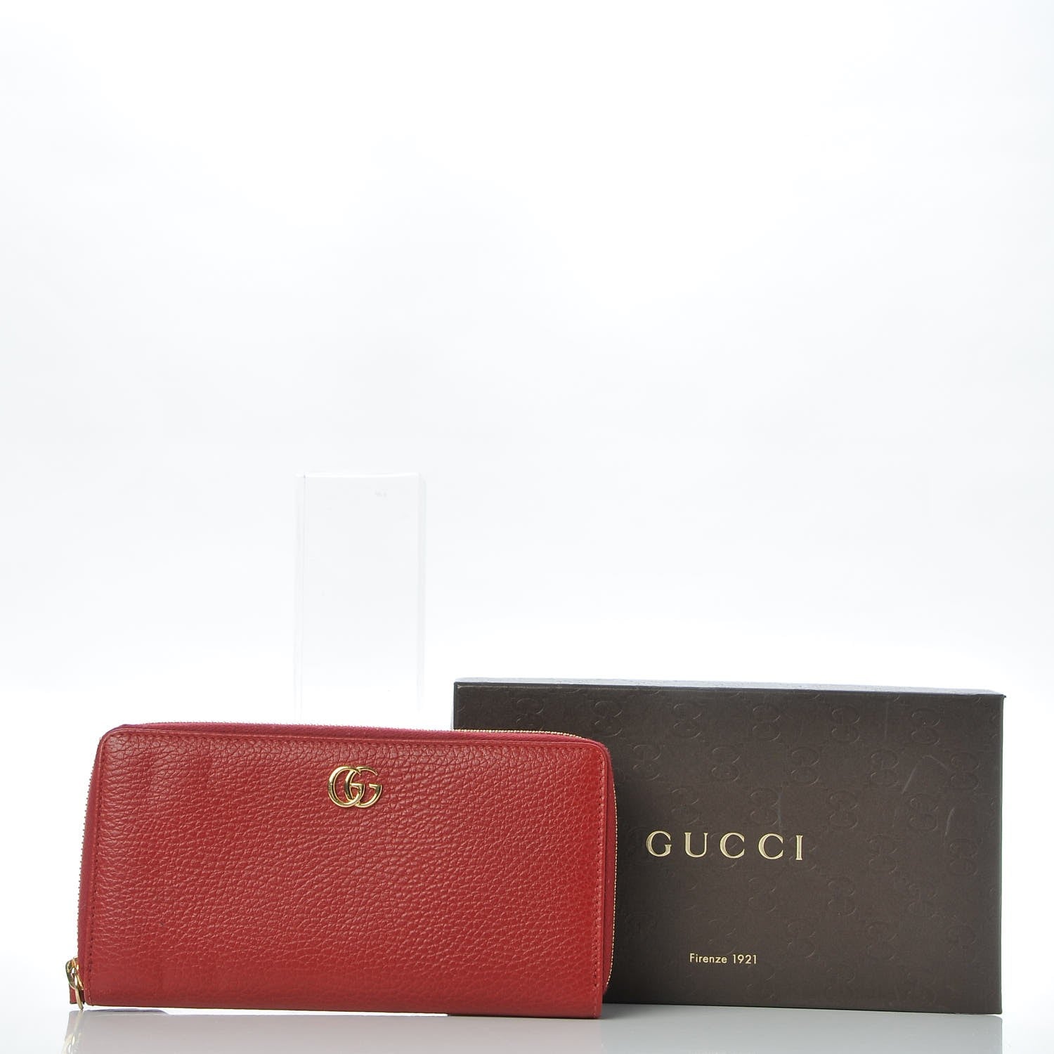 Gucci Dollar Calfskin GG Marmont Zip Around Wallet Hibiscus Red 8 of 8