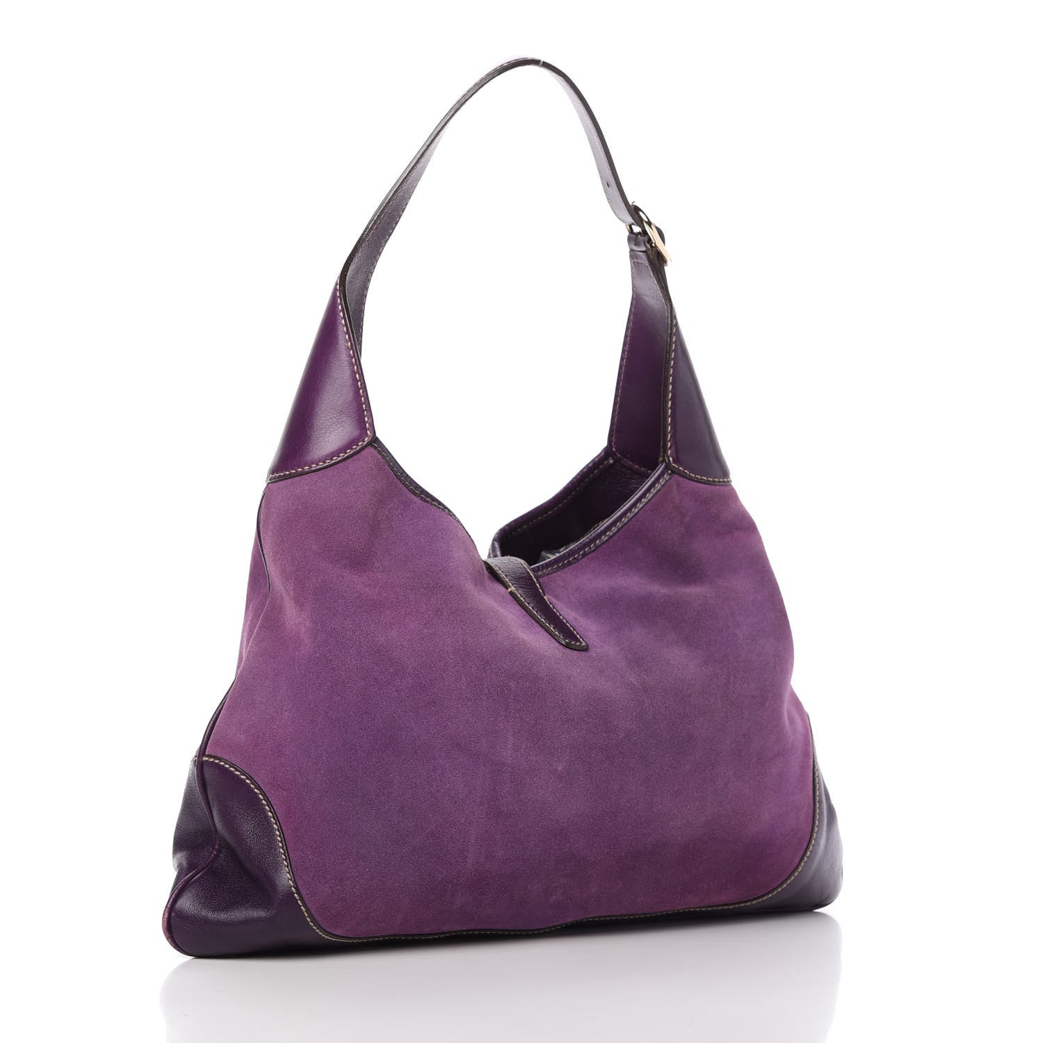 Gucci Suede Studded Jackie O Bouvier Hobo Purple 3 of 10