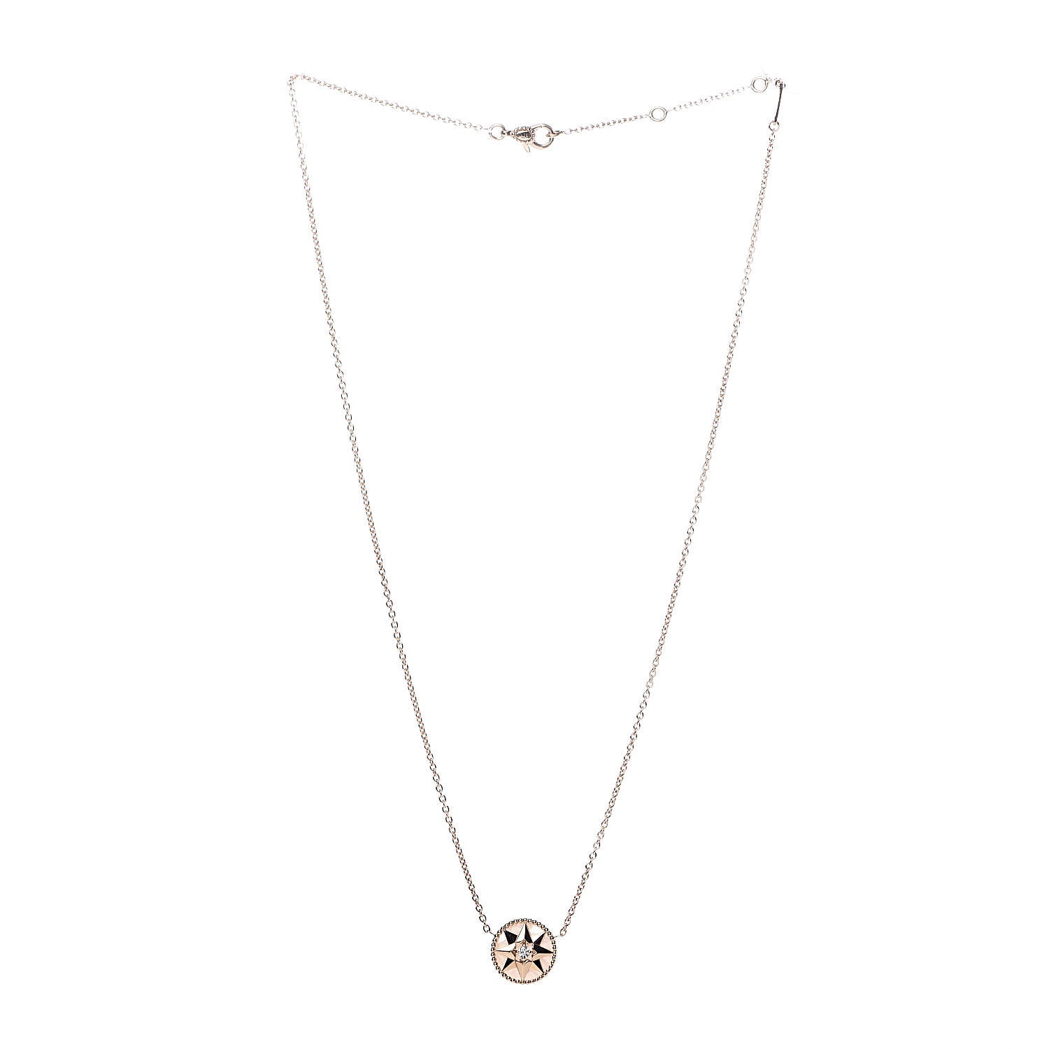 Christian Dior 18K Yellow Gold Diamond Mother of Pearl Rose Des Vents Necklace 3 of 8