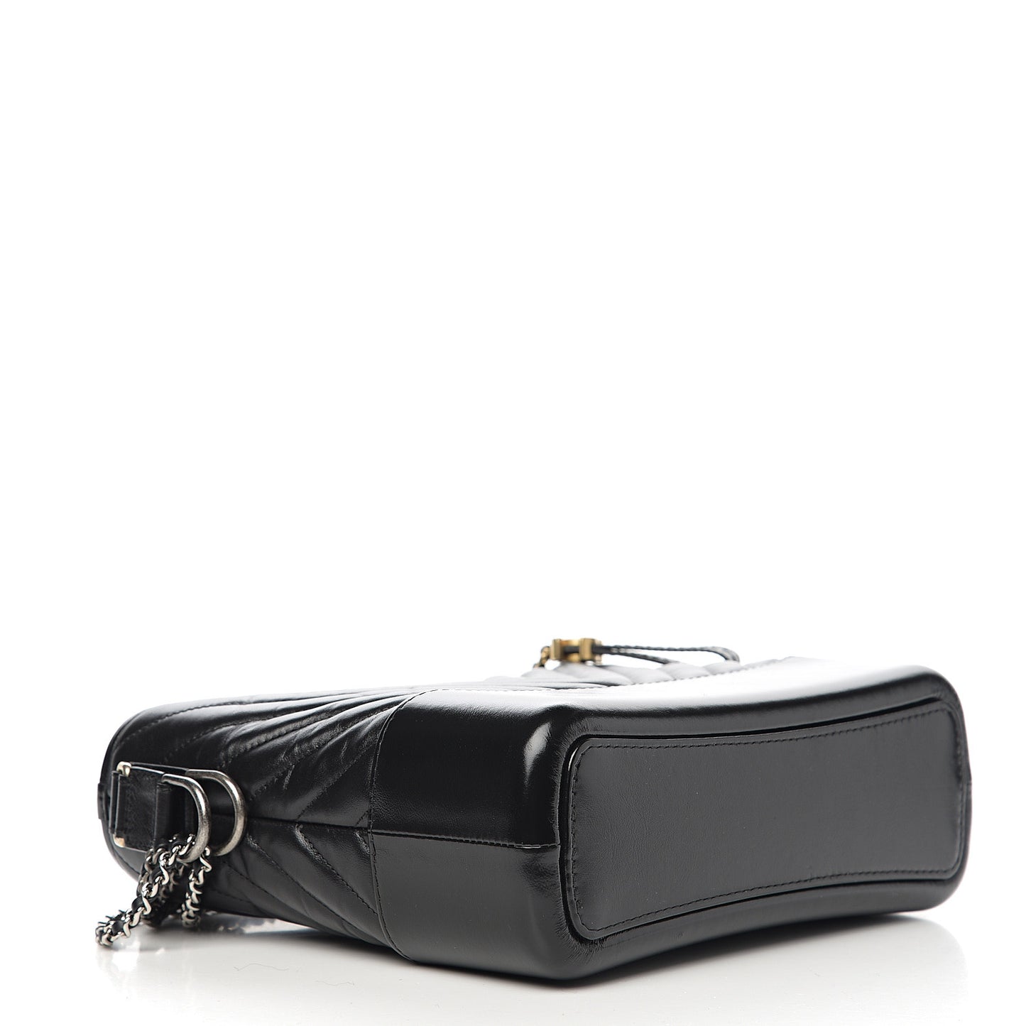 Aged Calfskin Chevron Quilted Medium Gabrielle Hobo Black
