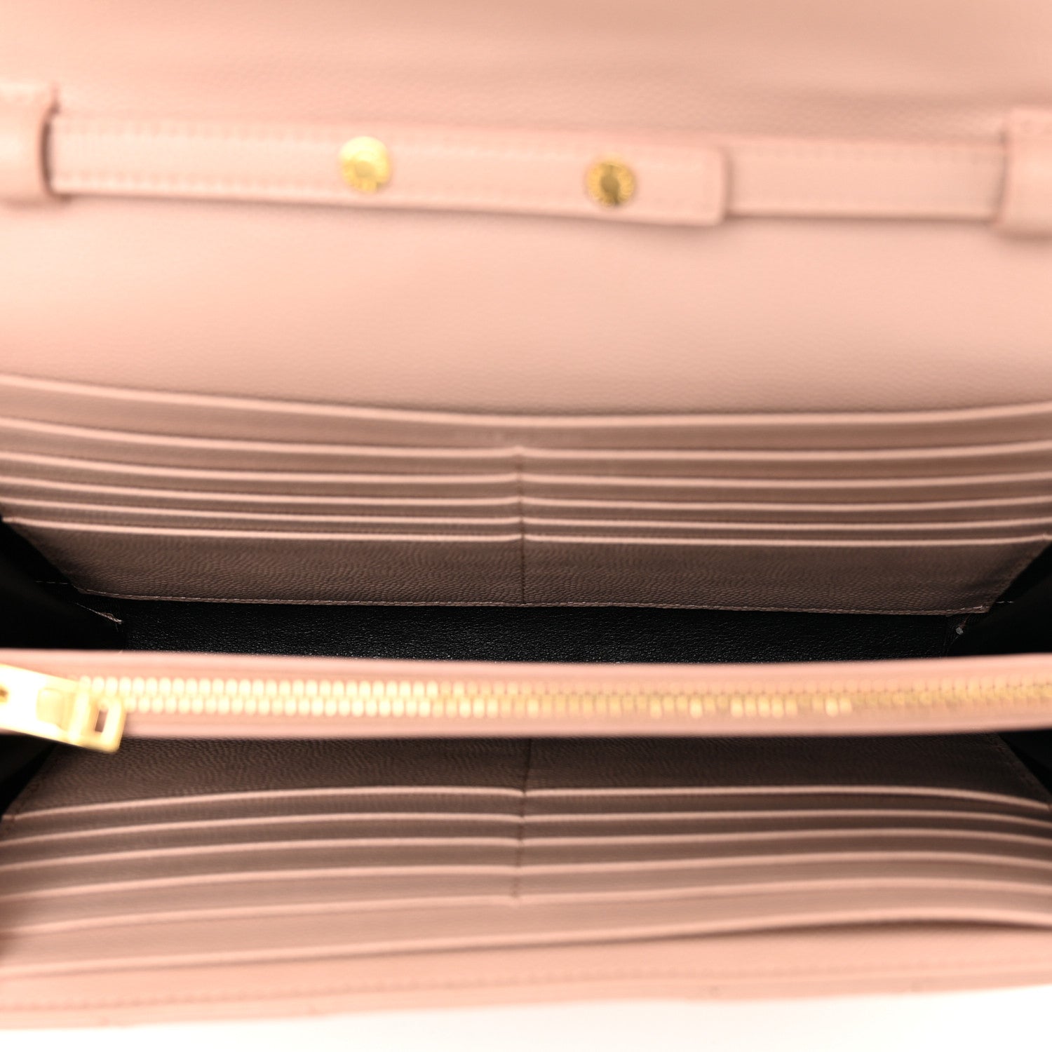 Saint Laurent Grain De Poudre Matelasse Chevron Monogram Chain Wallet Pale Blush 5 of 14