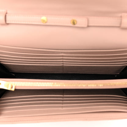 Saint Laurent Grain De Poudre Matelasse Chevron Monogram Chain Wallet Pale Blush 5 of 14