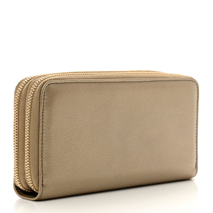 Gucci Metallic Pebbled Calfskin Soho Zip Around Organizer Wallet Golden Beige 3 of 9