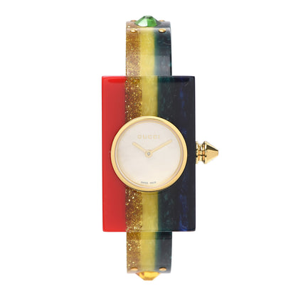 Gucci Stainless Steel Plexiglass Mother of Pearl 24mm Rainbow Quartz Watch 1 of 5