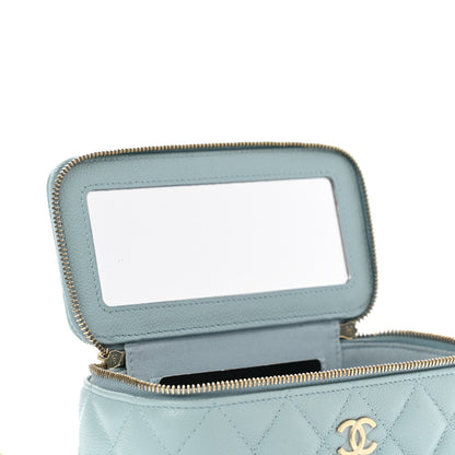 Chanel Caviar Quilted Small Tiny CC Vanity Case With Chain Light Blue 11 of 12