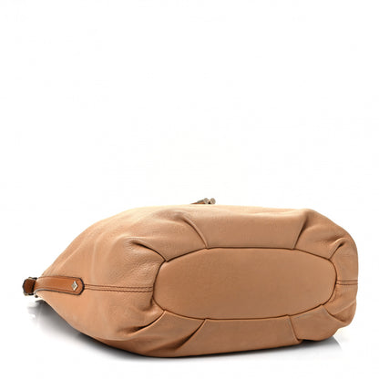 MCM Calfskin Ottomar Drawstring Shoulder Bag Beige 3 of 4