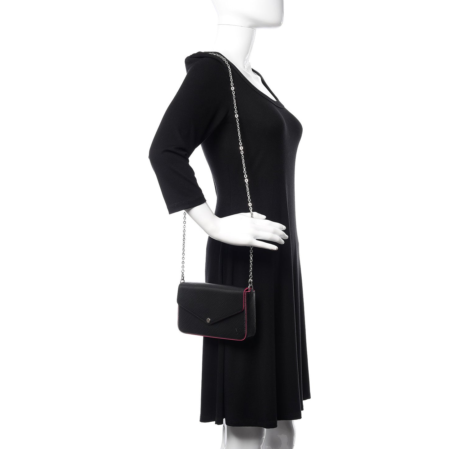 Epi Pochette Felicie Black Hot Pink