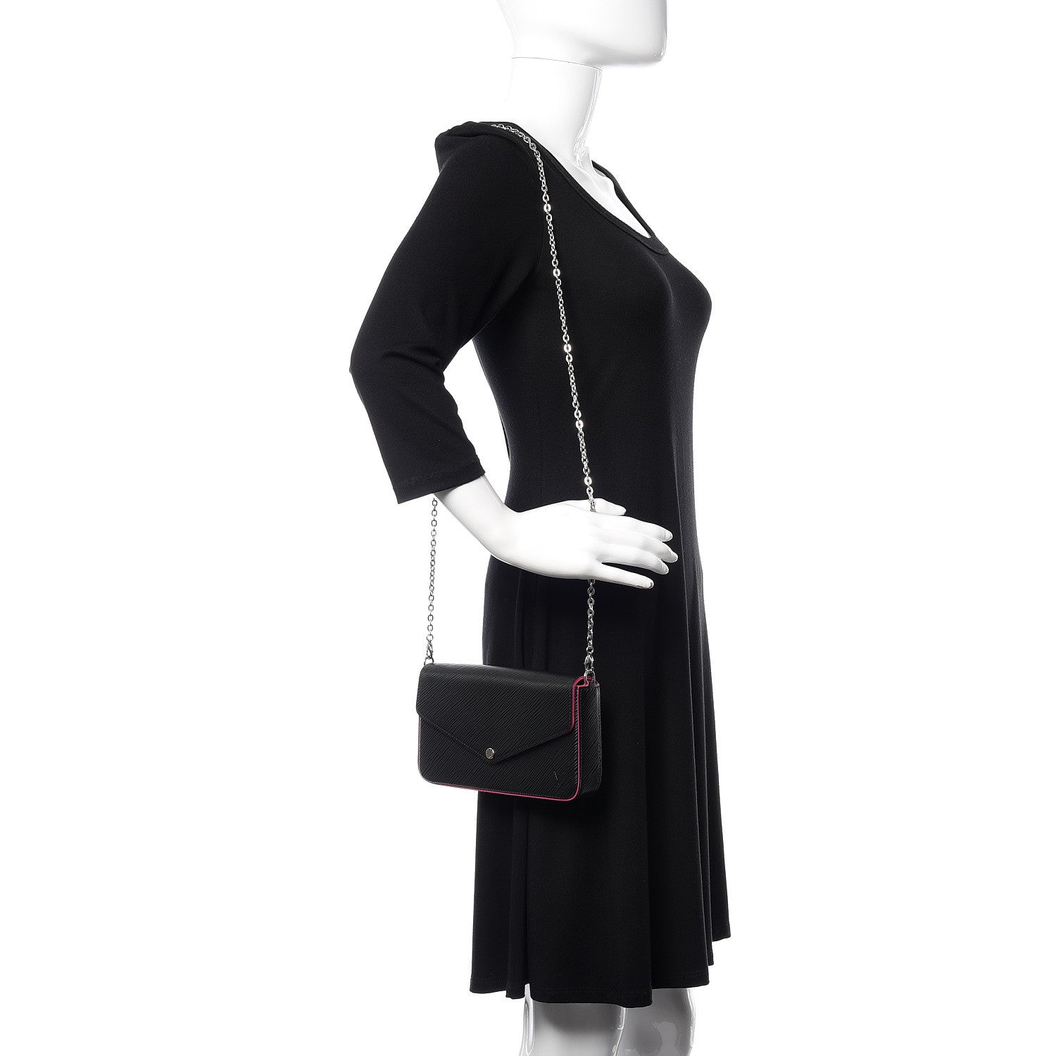 Louis Vuitton Epi Pochette Felicie Black Hot Pink 2 of 9