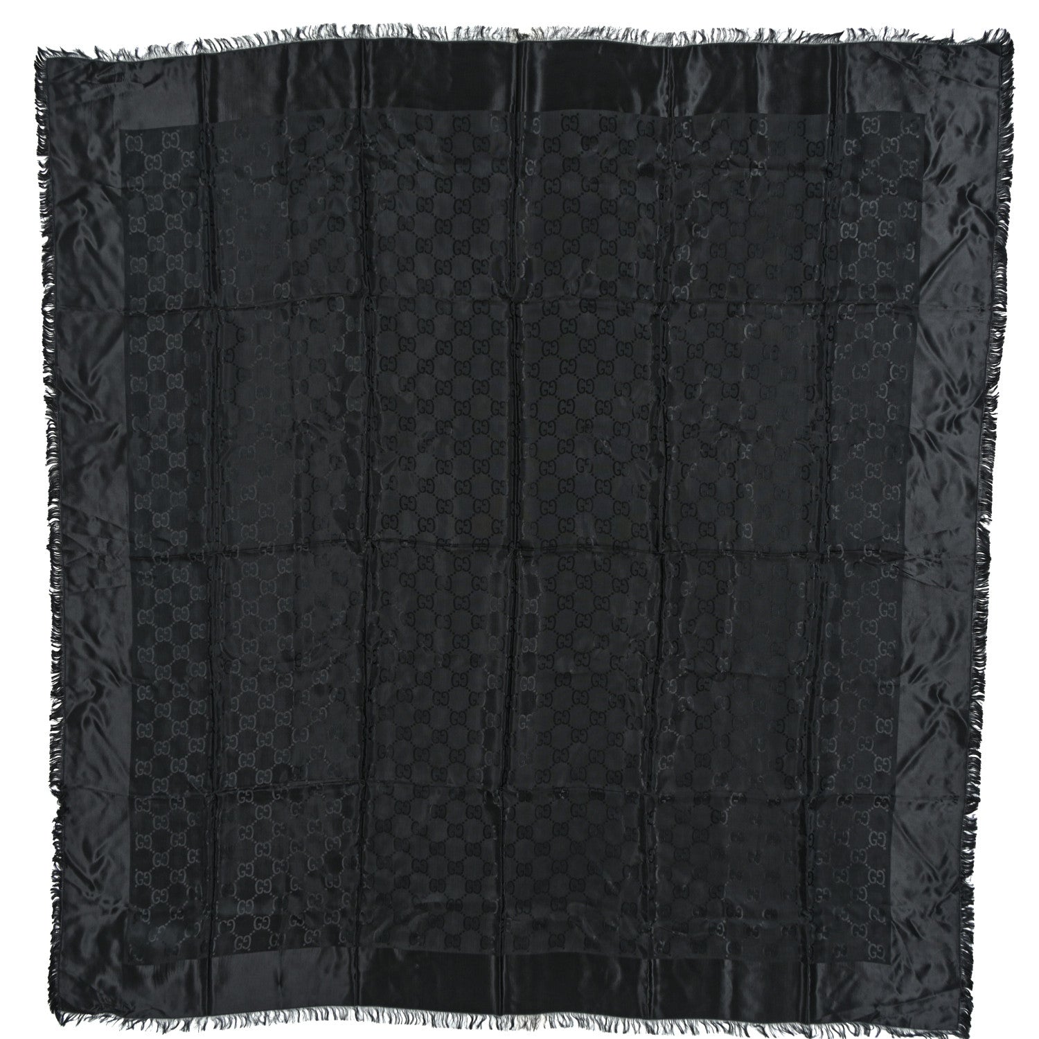 Gucci Viscose Modal GG Monogram Square Shawl Black 1 of 4