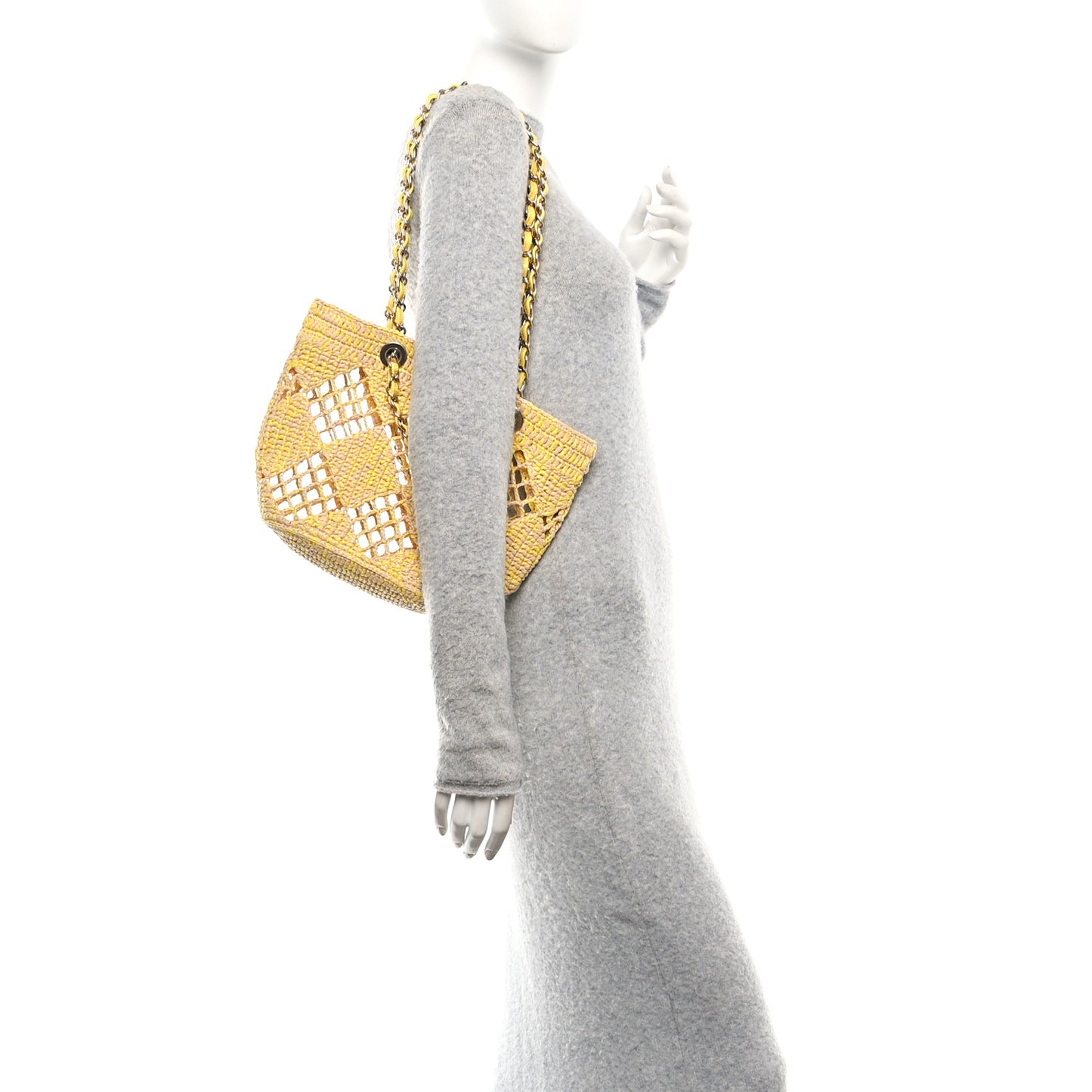 Straw Raffia Tote Beige Yellow