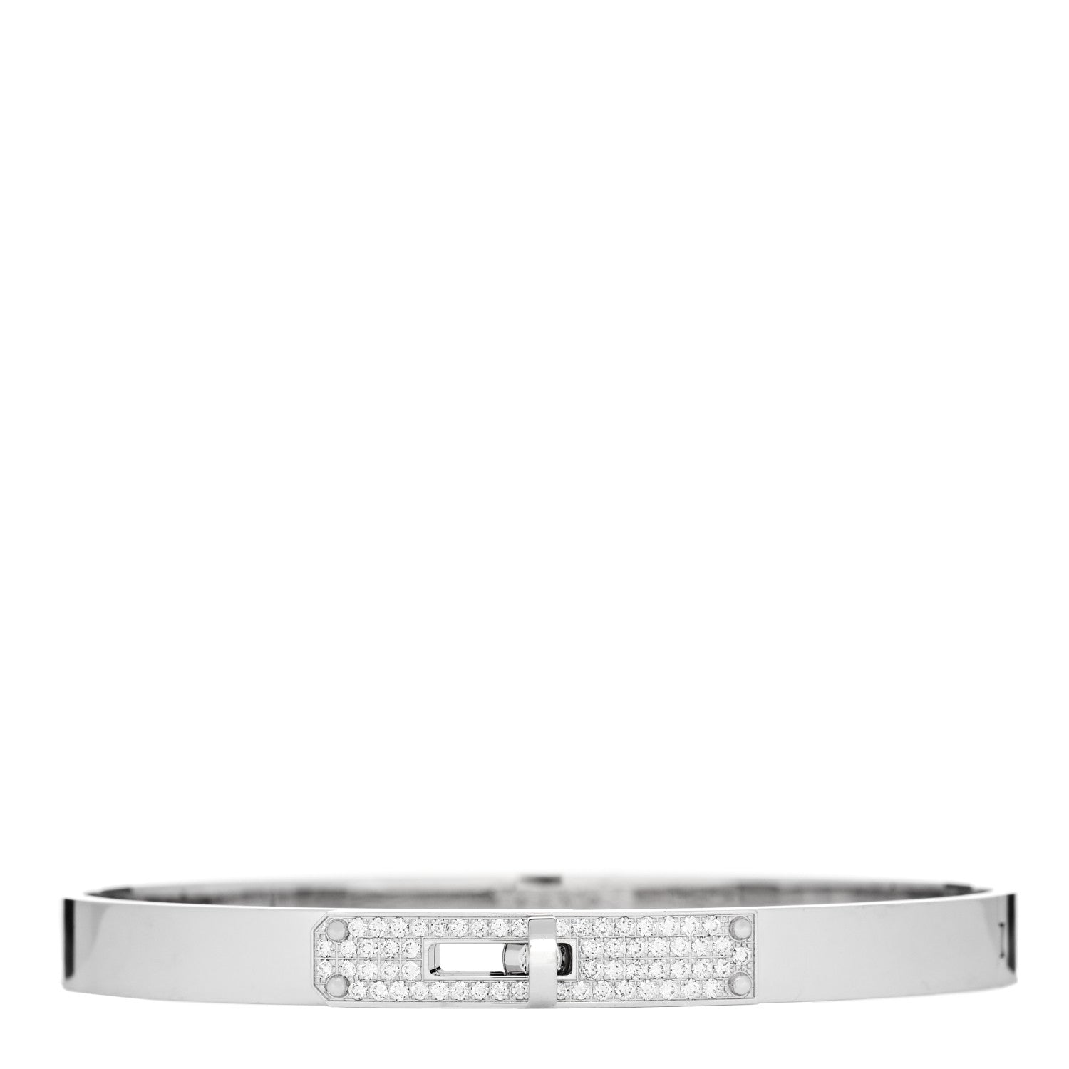 Hermes 18K White Gold Diamond PM Kelly Pave Bracelet SH 1 of 4