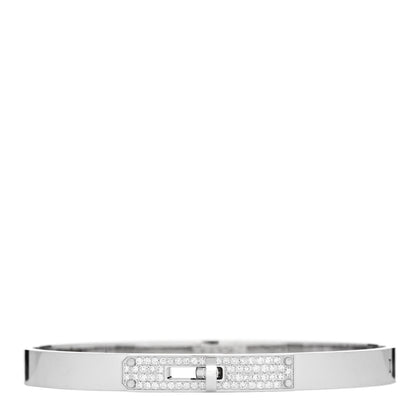 Hermes 18K White Gold Diamond PM Kelly Pave Bracelet SH 1 of 4