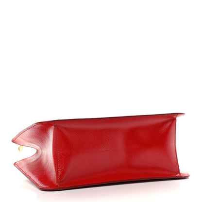 Prada Saffiano Vernice Mini Double Zip Tote Rosso 4 of 12