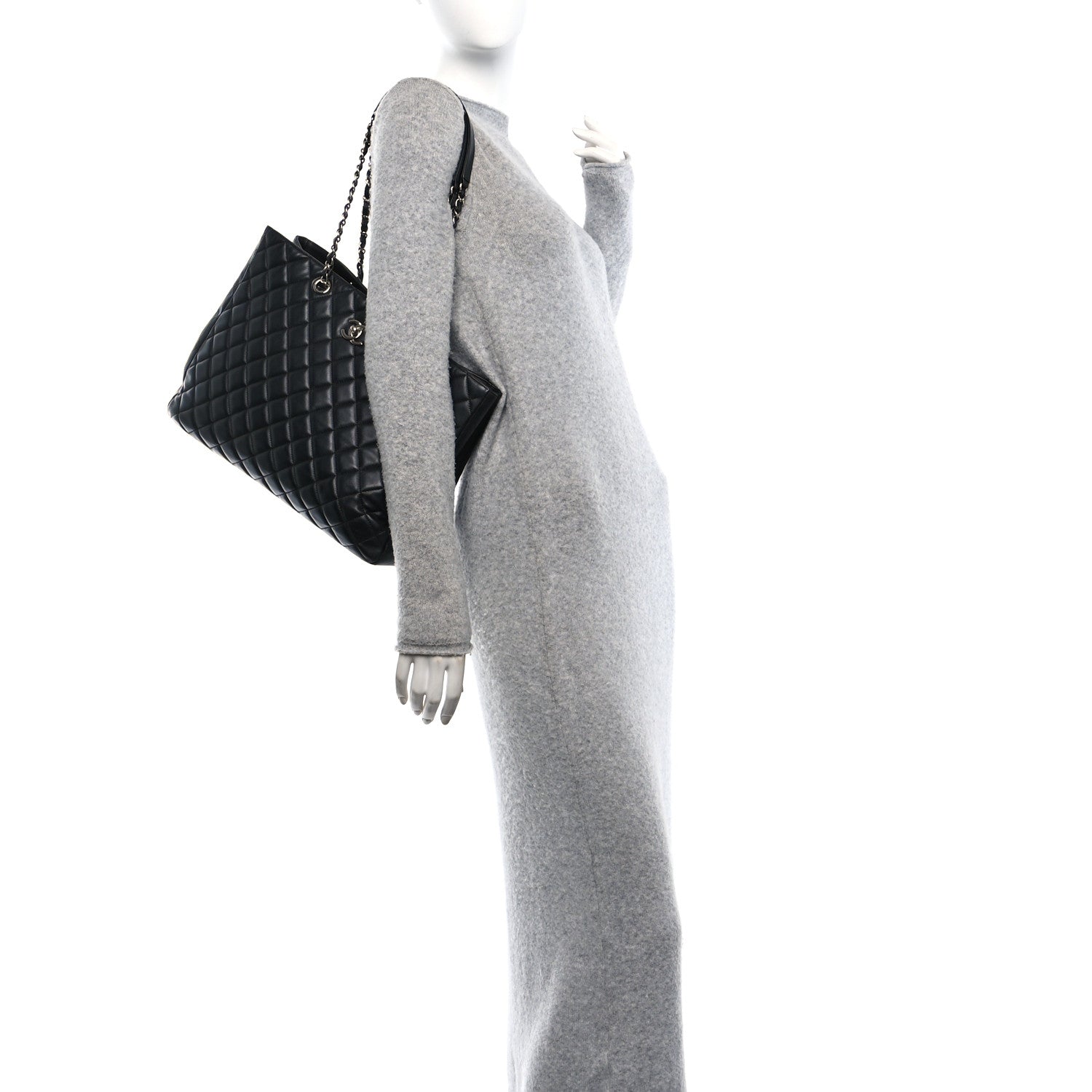 Chanel Calfskin Quilted Large CC Shopping Tote Black 2 of 16