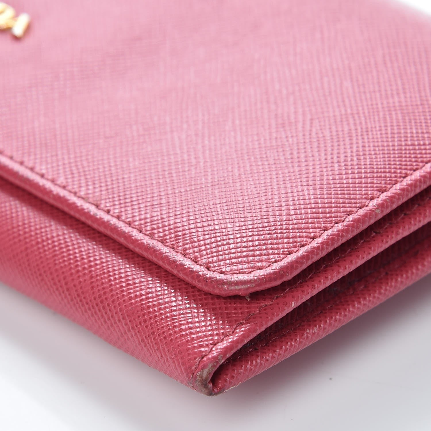 Prada Saffiano Metal Continental Flap Wallet Peonia 9 of 13