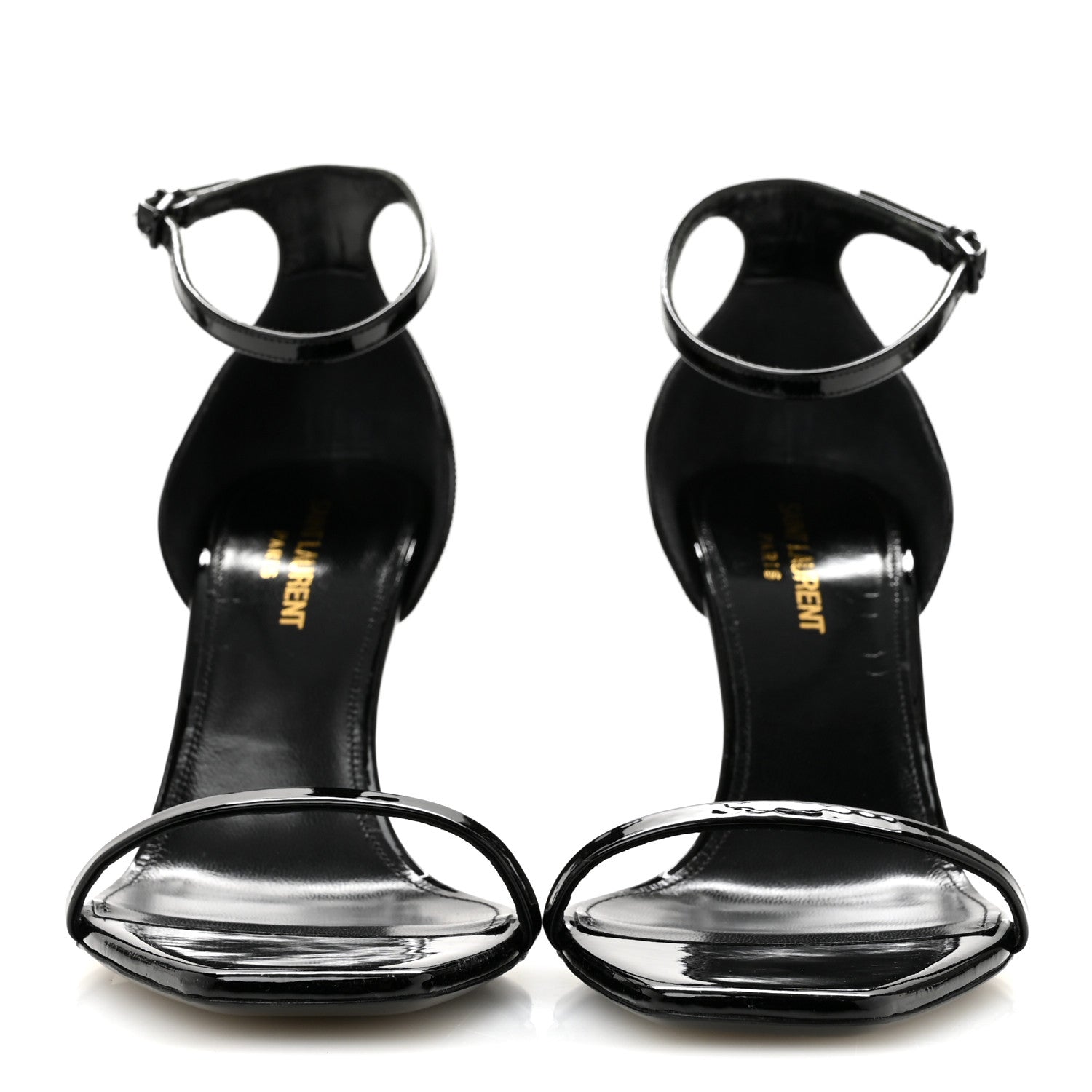 Saint Laurent Patent Calfskin Opyum 85 Sandals 38.5 Black 3 of 10