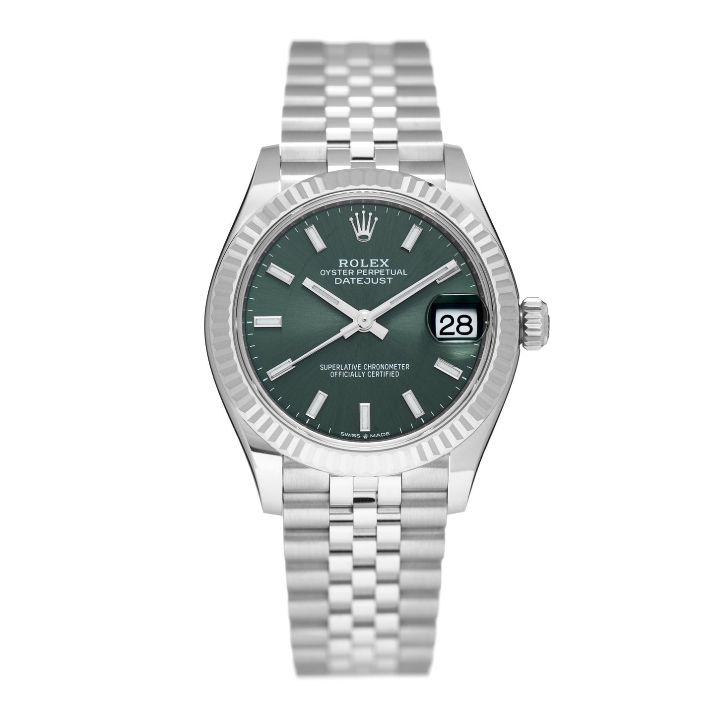 Stainless Steel 18K White Gold 31mm Oyster Perpetual Datejust Watch Mint Green 278274