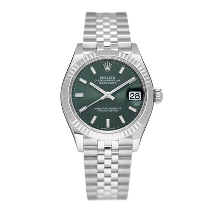 Rolex Stainless Steel 18K White Gold 31mm Oyster Perpetual Datejust Watch Mint Green 278274 1 of 5